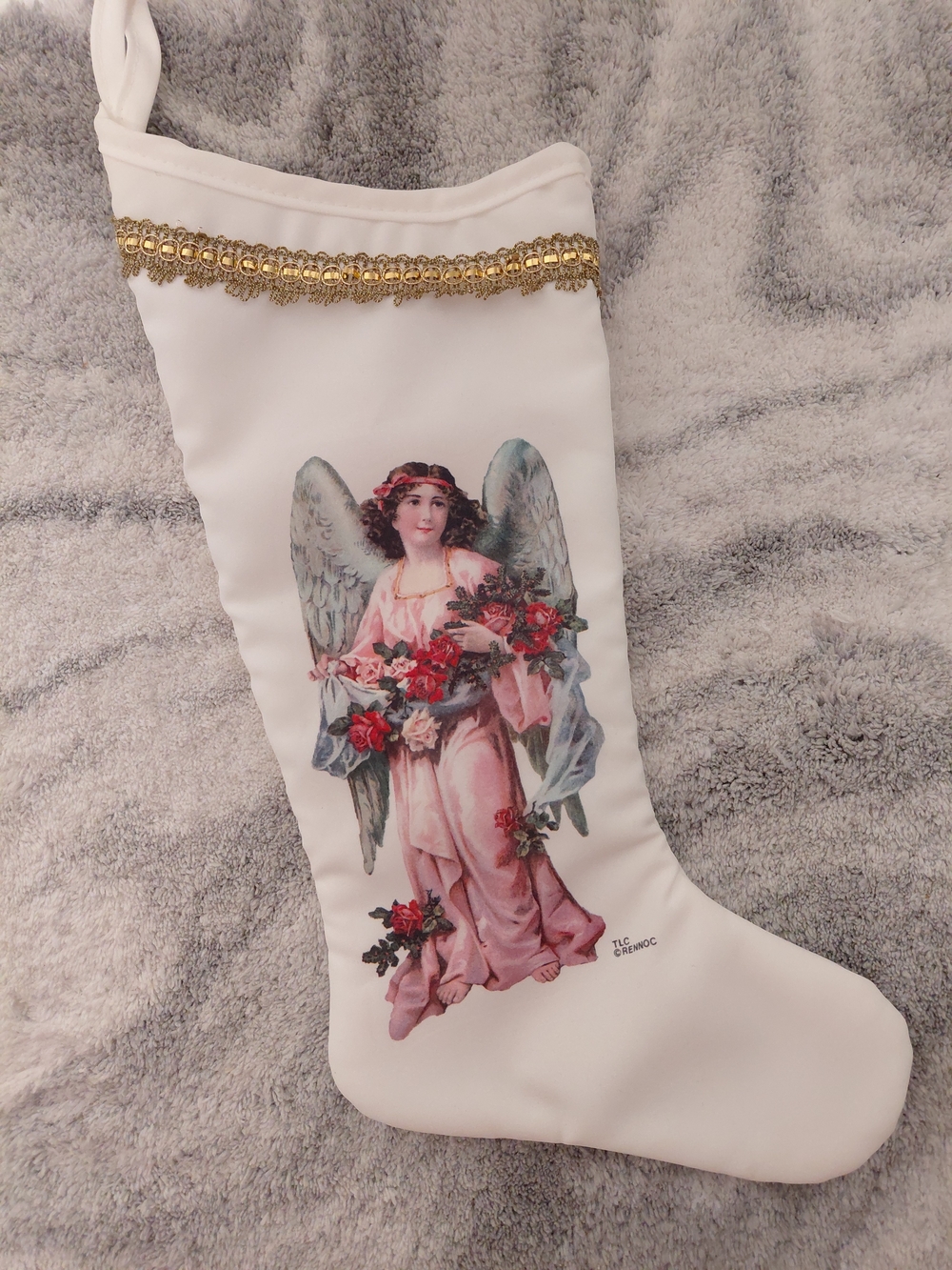 Victorian Era Stocking With Angel Graphic